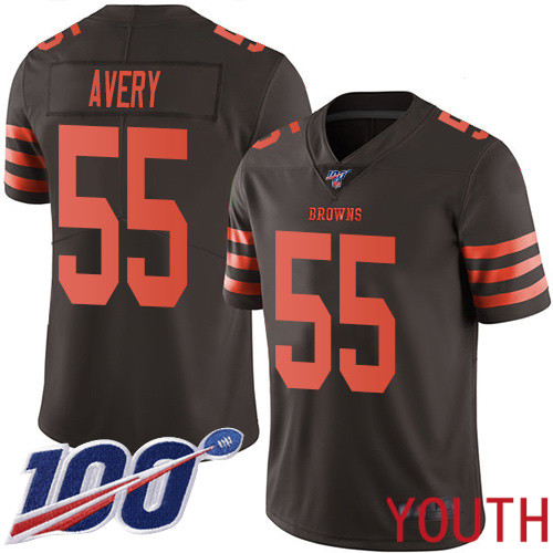Cleveland Browns Genard Avery Youth Brown Limited Jersey 55 NFL Football 100th Season Rush Vapor Untouchable
